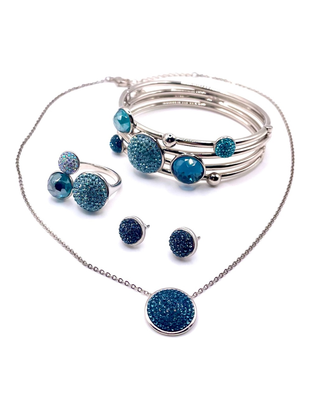 Swarovski Silver, Blue Crystal Jewelry Set